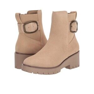 Blondo Shoes Womens 5.5 Dahlia Boot Waterproof Suede Wedge Chunky Lug Sole Beige